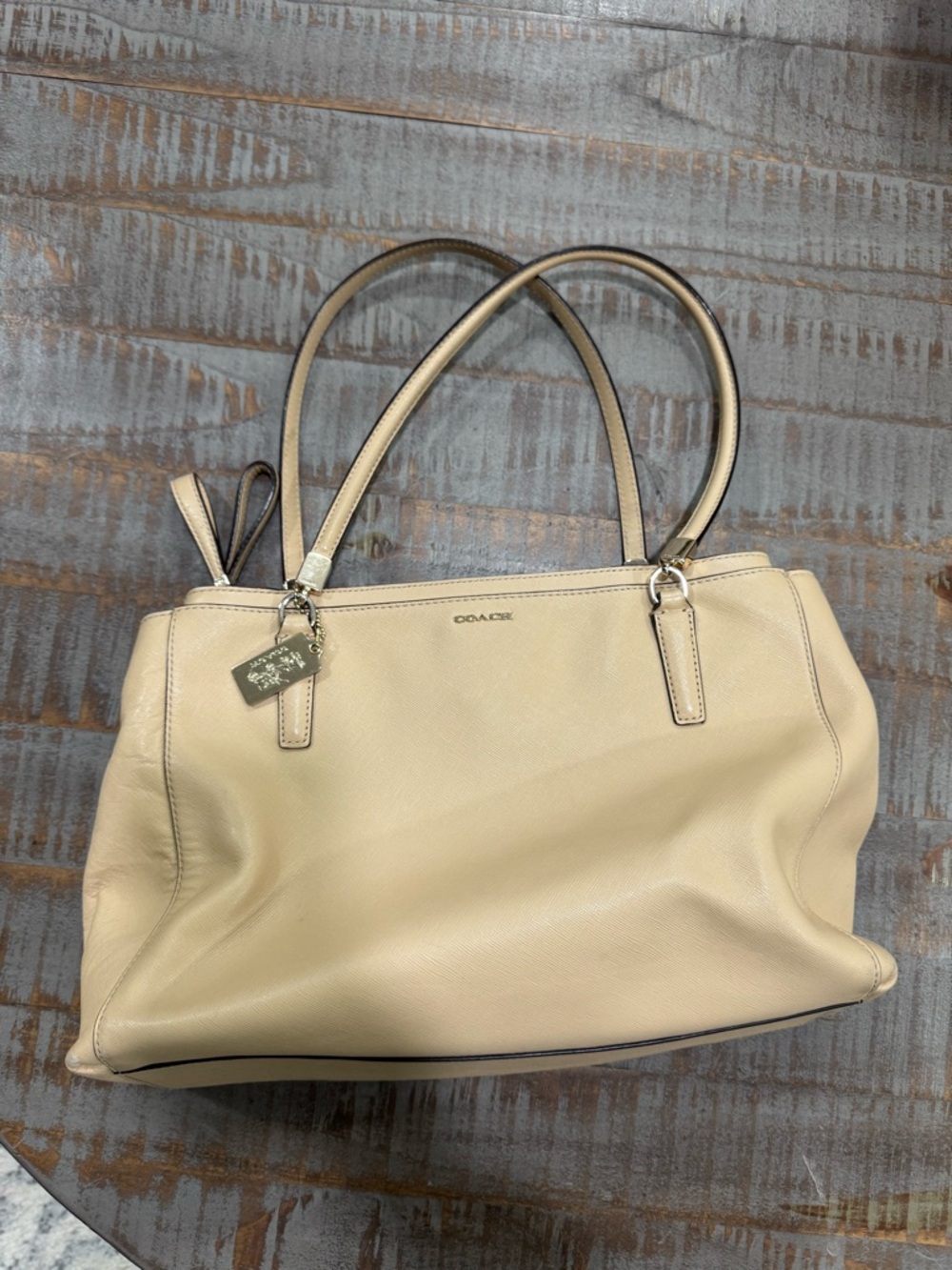 Coach Cream Leather Shoulder Tote